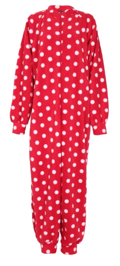 Red Polka pattern fleece onesie and all-in-one