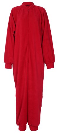Red fleece onesie and all-in-one