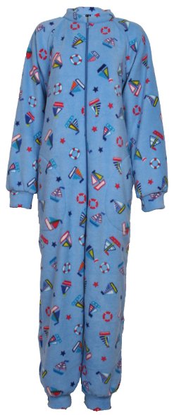 Sailing pattern fleece onesie and all-in-one